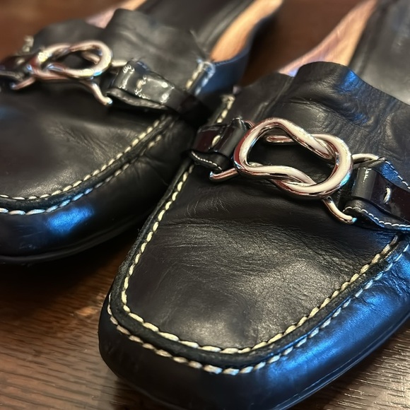 Cole Haan Black Leather with Buckle Slip On Mules 7.5 - Picture 3 of 11